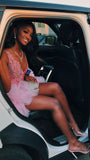 Niulatu V Neck Pink Short Homecoming Dress and Bottom Tulle Ruffles Pink Birthday Outfit Dress HZ1007