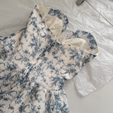 Sexy Ball Gown Sweetheart Floral Blue Summer Dress Holiday Party Outfits For Women HZ1214