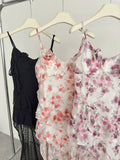 Sexy High Low Spaghetti Straps Floral Summer Dress Holiday Party Outfits For Women HZ1214