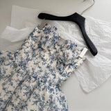 Sexy Ball Gown Sweetheart Floral Blue Summer Dress Holiday Party Outfits For Women HZ1214