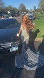 Niulatu Silver Sequins Long Prom Dress Mermaid Evening Dress HZ1007