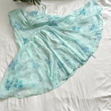 Sexy Mermaid Spaghetti Straps Floral Blue Summer Dress Holiday Party Outfits For Women HZ1214