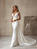 Niulatu Elegant Satin Mermaid Wedding Dress Detachable Bowknot Overskirt 2025 Bow Bridal GownPlus HZ1007