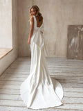 Niulatu Elegant Satin Mermaid Wedding Dress Detachable Bowknot Overskirt 2025 Bow Bridal GownPlus HZ1007