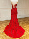 Niulatu Long Mermaid Sweetheart Open Back Lace Prom Dresses with HZ1007