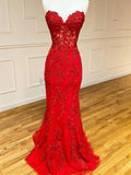 Niulatu Long Mermaid Sweetheart Open Back Lace Prom Dresses with HZ1007