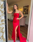 Ruched Teal Blue Satin Mermaid Prom HZ0308