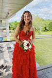Sweetheart Yellow Lace Tiered Ruffle Prom HZ0308