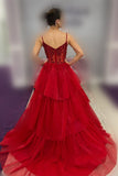 Pink Corset Tulle Ruffles A-line Formal HZ0308