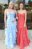 Straps Green Chiffon Tiered Ruffle Party HZ0308