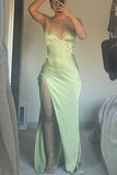 Sexy Straps Green Soft Satin Long HZ0308