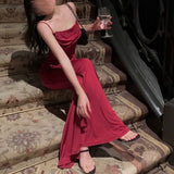 Niulatu Sheath Spaghetti Straps Burgundy Long Party Dress Prom Dresses SD1376