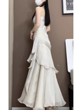 Niulatu Mermaid Spaghetti Straps Ankle length Prom Dresses Birthday Outfits With Ruffles SD523