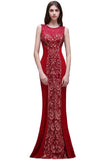 Niulatu Round Neck Applique Floor-Length Burgundy Prom HZ1007