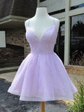 Niulatu Short A-line V Neck Lilac Prom Homecoming HZ1007
