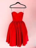 Niulatu A-line Sweetheart Satin Prom Dress Red Formal Graduation Evening HZ1007
