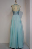Niulatu Chiffon A-line Crew Long Crystal Beading Prom HZ1007