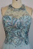 Niulatu Chiffon A-line Crew Long Crystal Beading Prom HZ1007