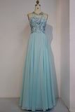 Niulatu Chiffon A-line Crew Long Crystal Beading Prom HZ1007