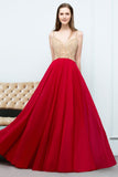 Niulatu Floor Length A-line Beading Burgundy Prom HZ1007