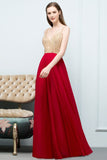 Niulatu Floor Length A-line Beading Burgundy Prom HZ1007