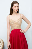 Niulatu Floor Length A-line Beading Burgundy Prom HZ1007