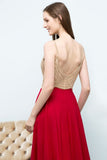 Niulatu Floor Length A-line Beading Burgundy Prom HZ1007