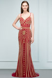 Niulatu V-neck Mermaid Floor Length Beading Tulle Prom HZ1007