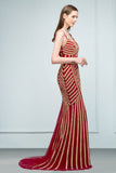 Niulatu V-neck Mermaid Floor Length Beading Tulle Prom HZ1007