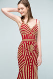 Niulatu V-neck Mermaid Floor Length Beading Tulle Prom HZ1007