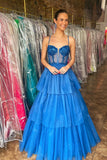Pink Corset Tulle Ruffles A-line Formal HZ0308