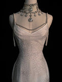 Niulatu Mermaid Spaghetti Straps Sequin Long Silver Prom Dresses Evening Dress HZ1110