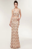 Niulatu Halter Mermaid Long Sequined Patterns Champagne Prom HZ1007