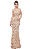 Niulatu Halter Mermaid Long Sequined Patterns Champagne Prom HZ1007