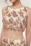 Niulatu Sleeveless Mermaid Floor Length Sequined Champagne Prom HZ1007
