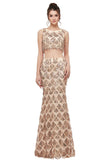 Niulatu Sleeveless Mermaid Floor Length Sequined Champagne Prom HZ1007