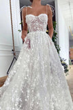 Niulatu Off White Sweetheart Lace Prom Dress A-Line Spagetti Straps Long Evening Dress HZ0113