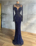 Niulatu Long Mermaid High Neck Tulle Prom Dress with HZ1007