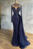 Niulatu Long Mermaid High Neck Tulle Prom Dress with HZ1007