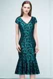 Niulatu Tea Length Mermaid Lace Appliqued Prom HZ1007