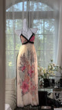 Niulatu A Line Halter Print Floral Chiffon Open Back Prom Dress Wedding Guest Dress HZ0113