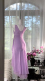Niulatu Purple A Line V Neck Layered Chiffon Homecoming Dress Outfits HZ0113