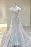 Niulatu White Mermaid Off The Shoulder Sequin Long Wedding Dresses HZ1110